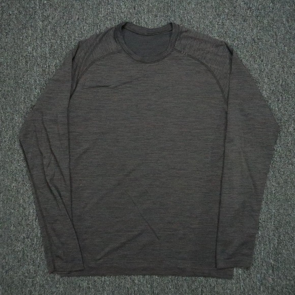 Lululemon Shirt Mens Small Gray Stripe Metal Vent Tech Long Sleeve Training - Picture 1 of 9